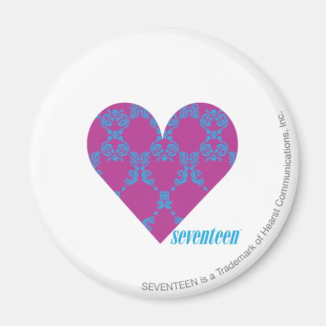 Damask Aqua-Purple 4 Magnet (Front)