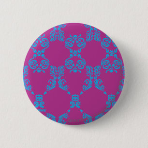 Damask Aqua-Purple 6 Cm Round Badge