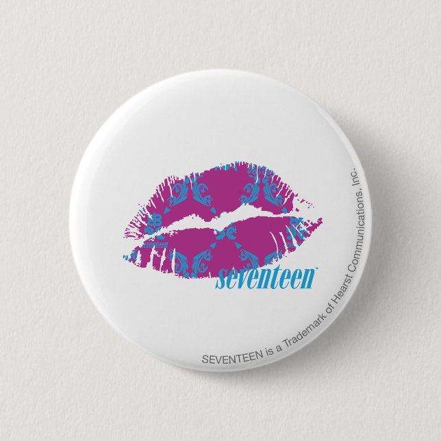 Damask Aqua-Purple 6 Cm Round Badge (Front)