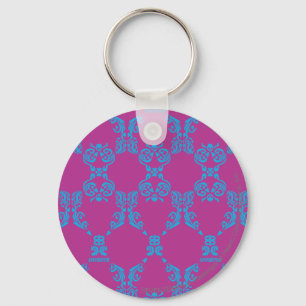 Damask Aqua-Purple Key Ring