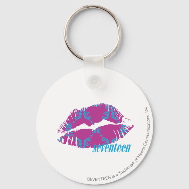 Damask Aqua-Purple Key Ring (Front)