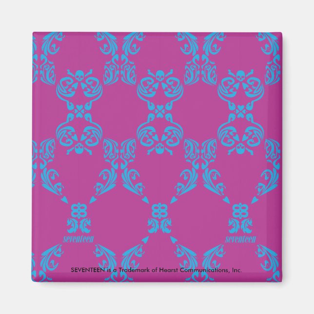 Damask Aqua-Purple Magnet (Front)