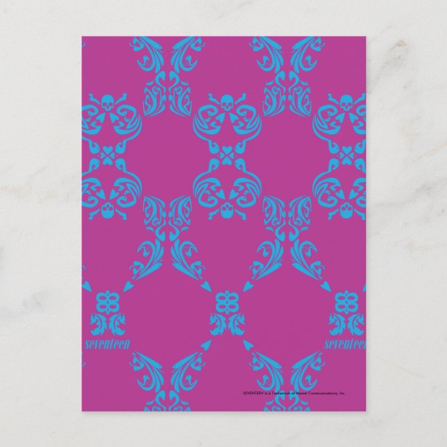Damask Aqua-Purple Postcard (Front)