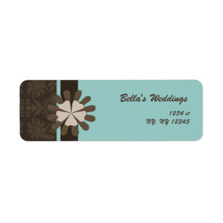 damask aqua Return address label