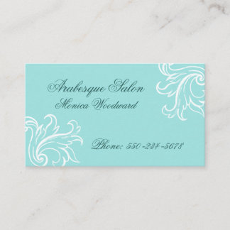 Damask Aqua, Turquoise and White Business Card