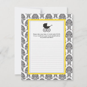 Damask Baby Carriage Baby Shower Advice Card