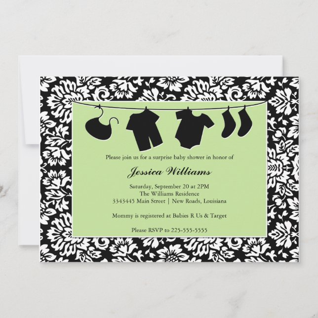 Damask Baby Shower Invitation (Front)
