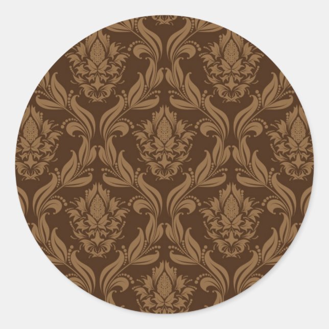 Damask background 2 classic round sticker (Front)
