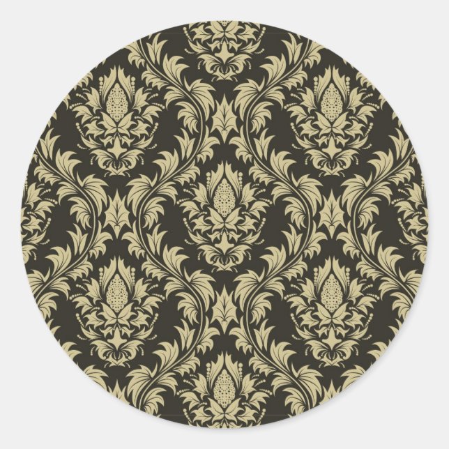 Damask background classic round sticker (Front)