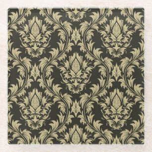 Damask background glass coaster