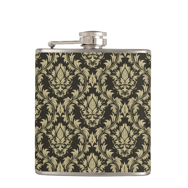 Damask background hip flask (Front)