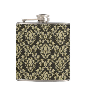 Damask background hip flask