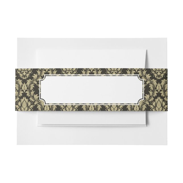 Damask background invitation belly band (Front Example)