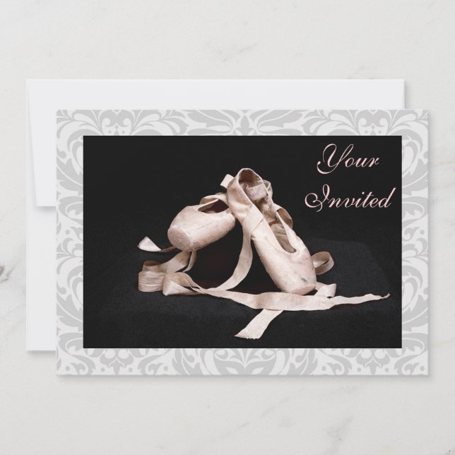 Damask Ballet Shoes Dance Recital Invitation (Front)
