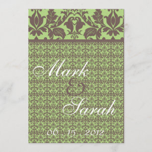 Damask Banner Sage Green Invitation