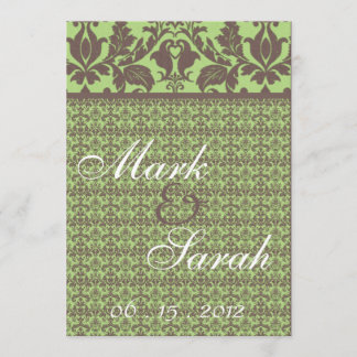 Damask Banner Sage Green Invitation