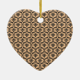 Damask beige & black ceramic tree decoration