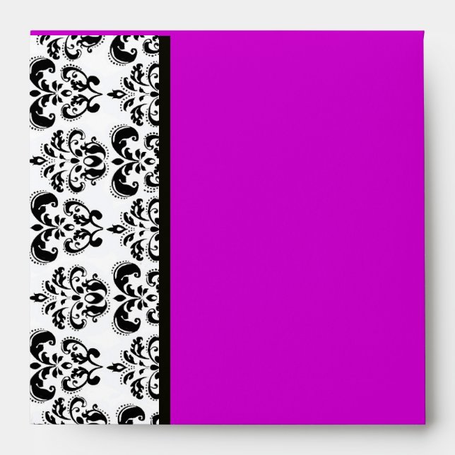 DAMASK ,black and white purple violet Envelopes (Front)