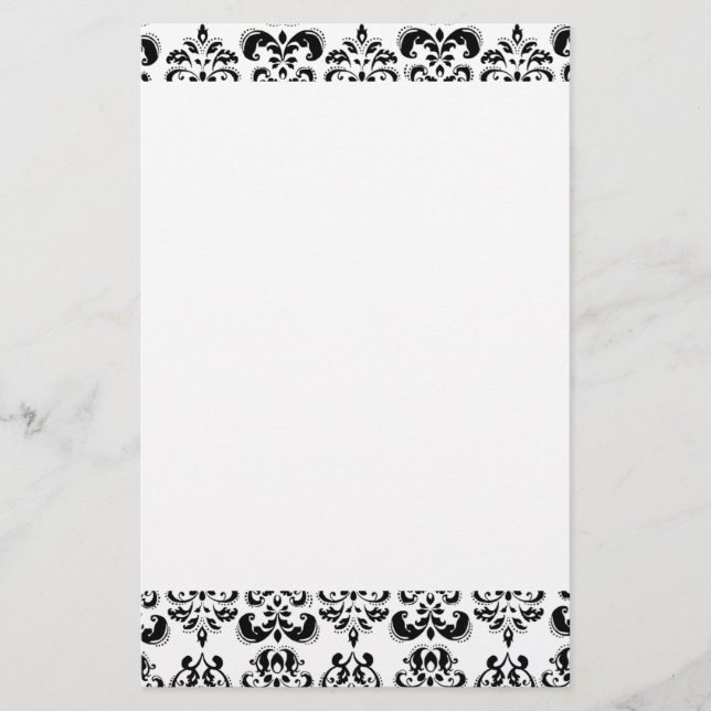 DAMASK ,black and white Stationery (Front)