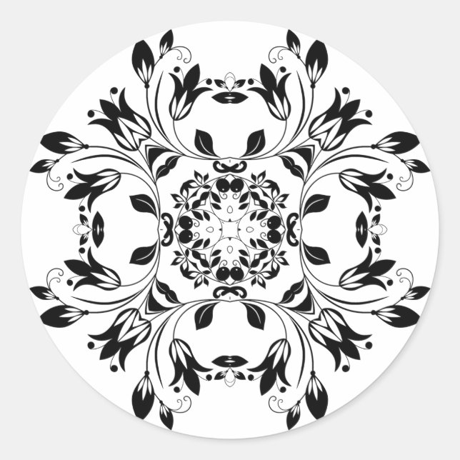 Damask black and white Sticker (Front)