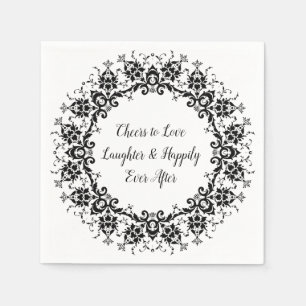 Damask Black And White Wedding Paper Napkin