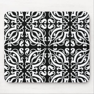 Damask - black background mouse pad