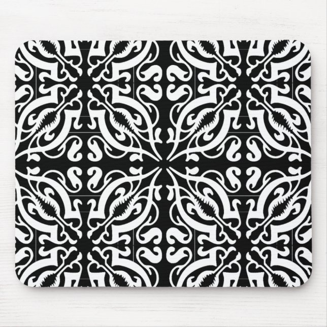 Damask - black background mouse pad (Front)