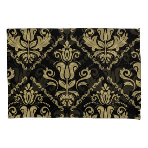 Damask Black Gold: Classic Ornament. Pillowcase