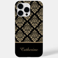 Damask Black Gold Swirl Personalised Name