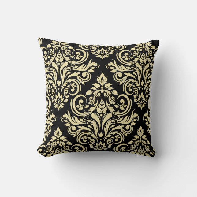 Damask - black ivory cushion (Front)