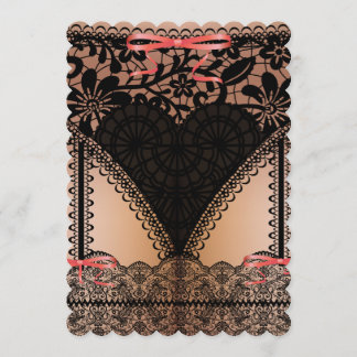 Damask Black Lace Corset Lingerie Bachelorette Invitation