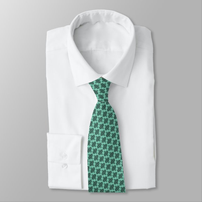 Damask Black & Mint Green | DIY  Colour Tie (Tied)