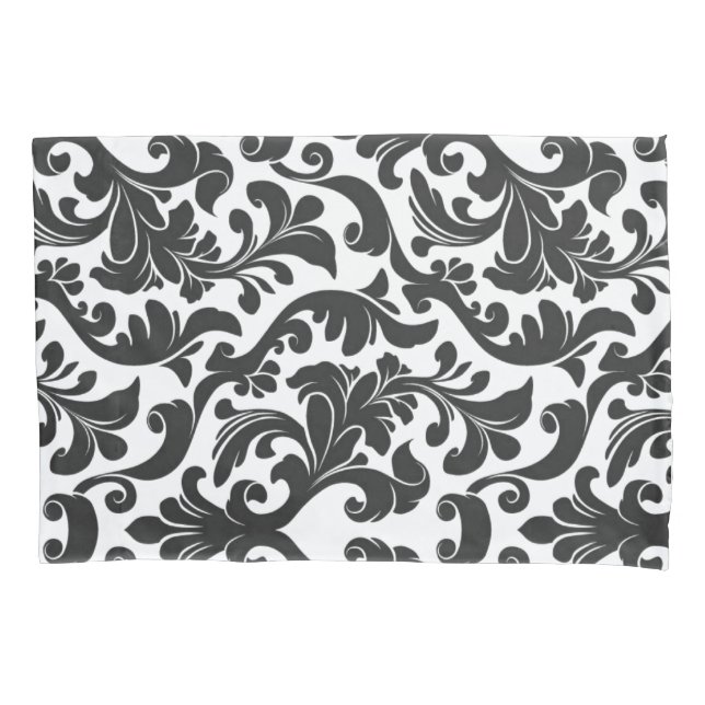 Damask Black Pillowcase (Front-Left)