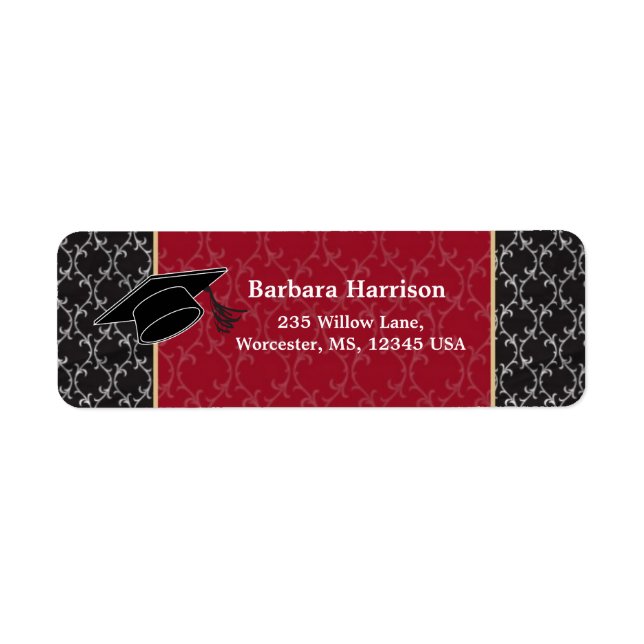 Damask black, red, mortar Graduation (Front)