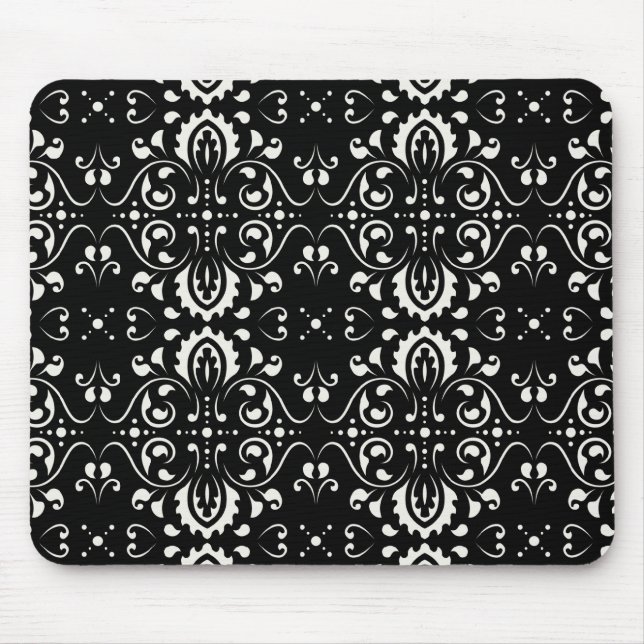 Damask - (Black & white) Mouse Pad (Front)