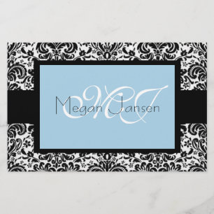 Damask Black & White Stationery