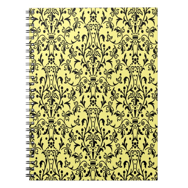 Damask Black & Yellow Notebook (Front)