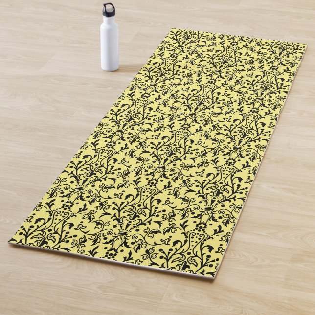 Damask Black & Yellow Yoga Mat (In Situ)