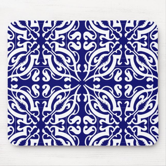 DAMASK - Blue Background Mouse Pad (Front)