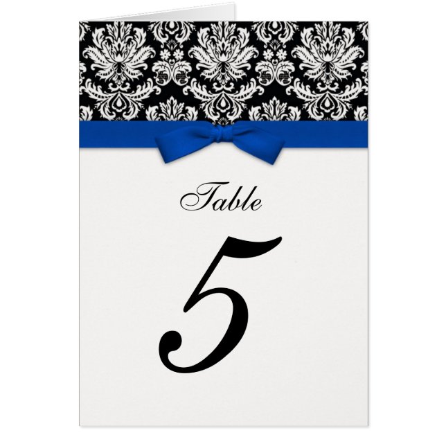 Damask Blue Bow Table Seating Number (Front)