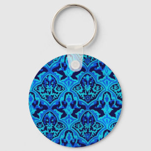 Damask blue key ring