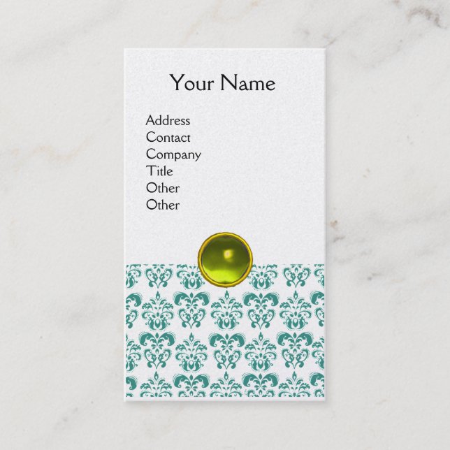 DAMASK BLUE MONOGRAM gem yellow platinum Business Card (Front)