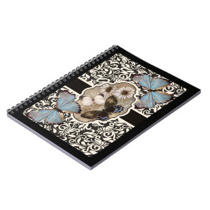 Damask & Blue Spiral Notebook