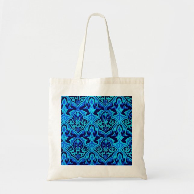 Damask blue tote bag (Front)