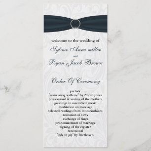 damask Blue Wedding program Programme
