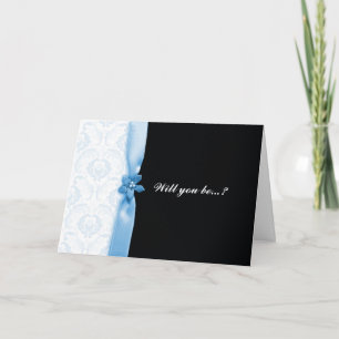 Damask blue Will you be my bridesmaid card