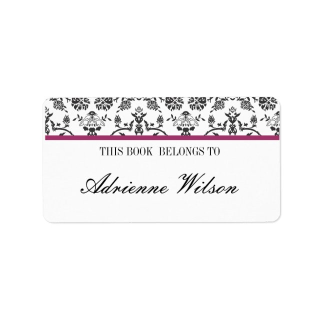 Damask Bookplate Label (Front)