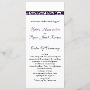 damask border purple Wedding program Programme