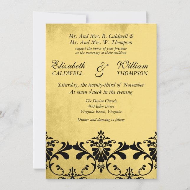 Damask Border  Wedding Invitation (Front)