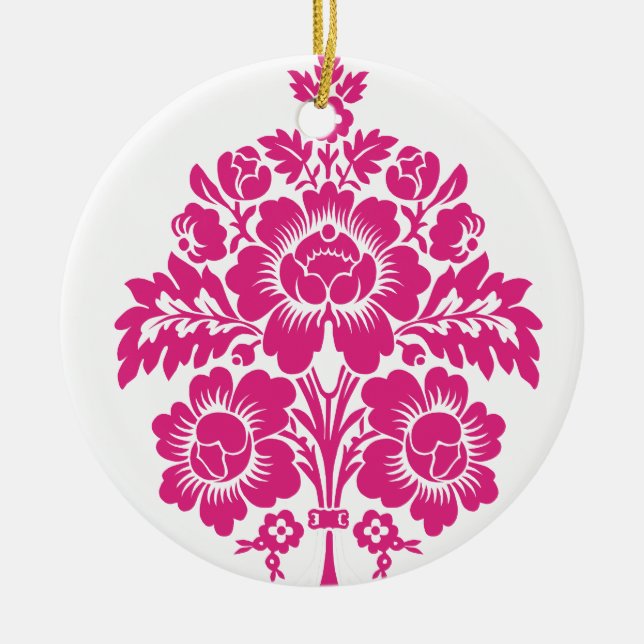DAMASK BOUQUET CERAMIC TREE DECORATION (Front)
